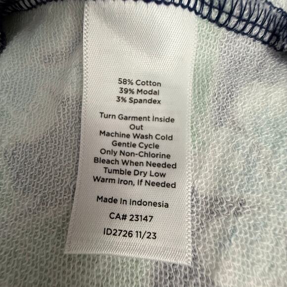 T by Talbots Blue Green Hawaiian Print Dress Tie Waist Navy Trimmed Caged Back - Picture 9 of 16